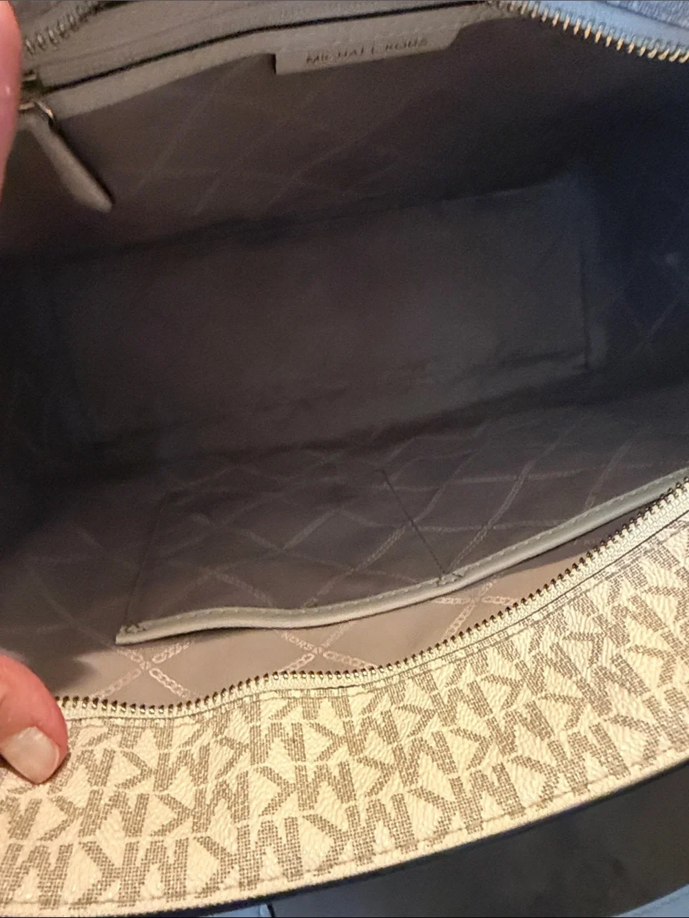 Michael Kors Pink Geo-Print Tote with White Trim